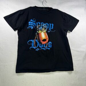 Black Graphic Tee with Blue 'Snoop Dog' Artwork